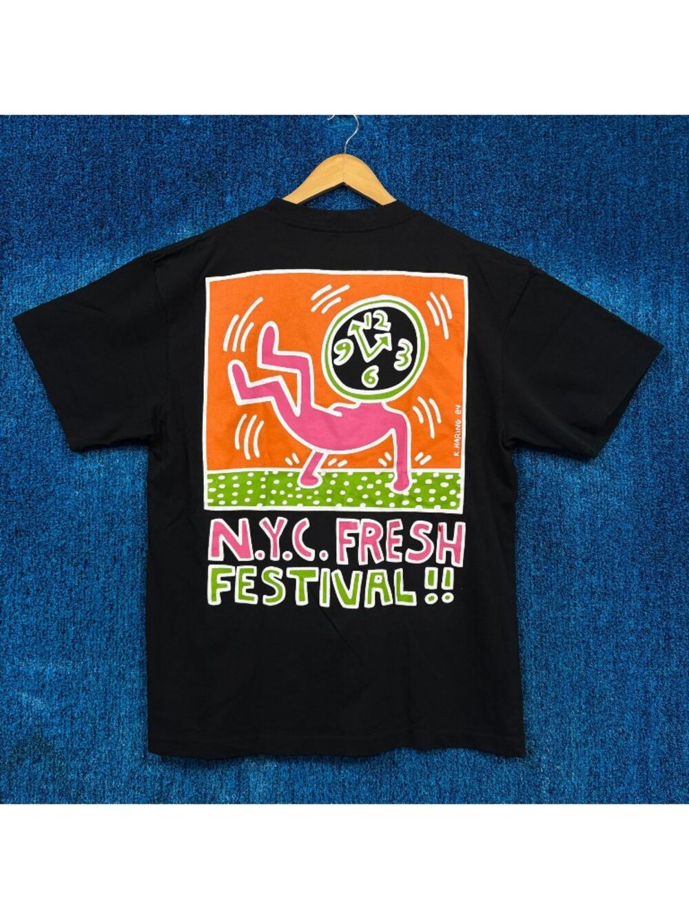 Keith Haring 84' NYC Fresh Festival Poster Time Figure Tee L